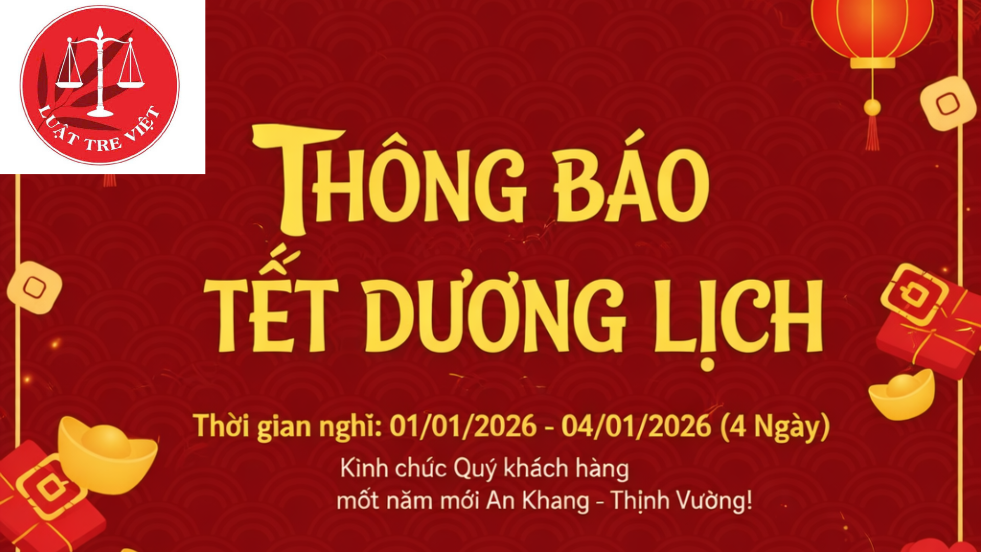LỊCH NGHỈ TẾT DƯƠNG LỊCH NĂM 2026