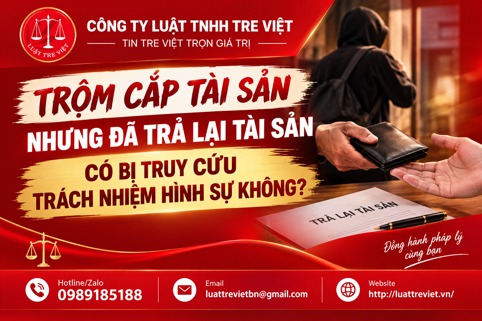 TRỘM CẮP TÀI SẢN NHƯNG ĐÃ TRẢ LẠI TÀI SẢN CÓ BỊ TRUY CỨU TRÁCH NHIỆM HÌNH SỰ KHÔNG?